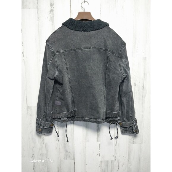 The Normal Brand Denim Moto Jacket Coat Motor Motorcycle Black Medium Sherpa - Picture 7 of 10